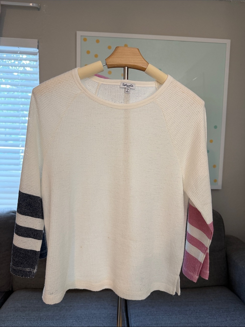 Splendid Cream Waffle Knit Top